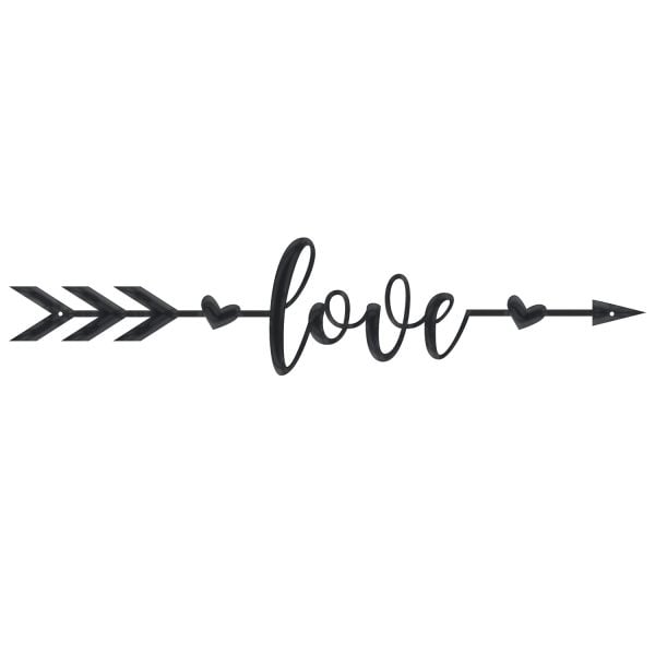 Handcrafted “Arrow of Love” Black Metal Wall Art - product photo