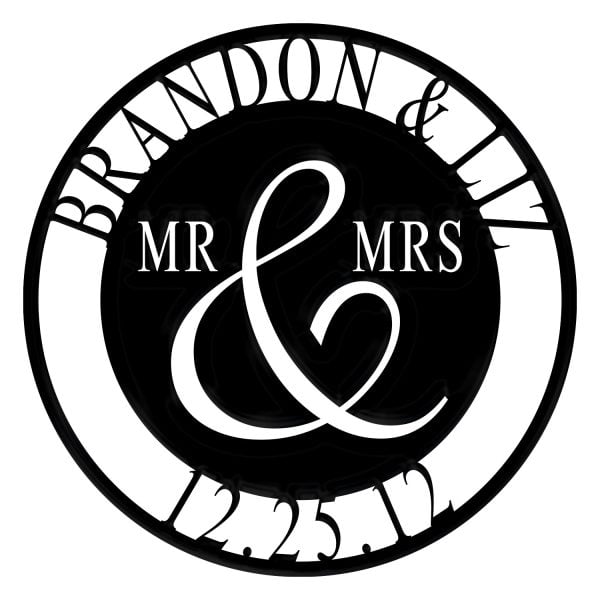 Personalized & Dated Mr. And Mrs. All-Metal Wall Art - product photo