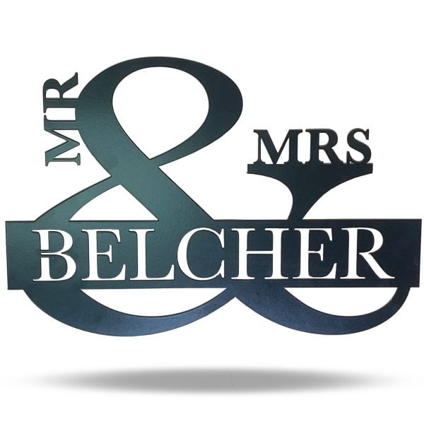 Personalized Mr. and Mrs. Black Metal Wall Sign (18 × 18 Inches) - product photo