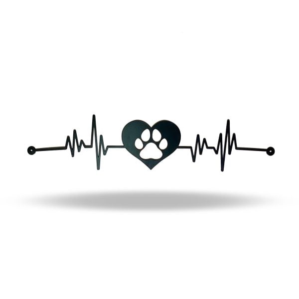 “I Love My Pet Paw Print Heartbeat” Wall Art - product photo