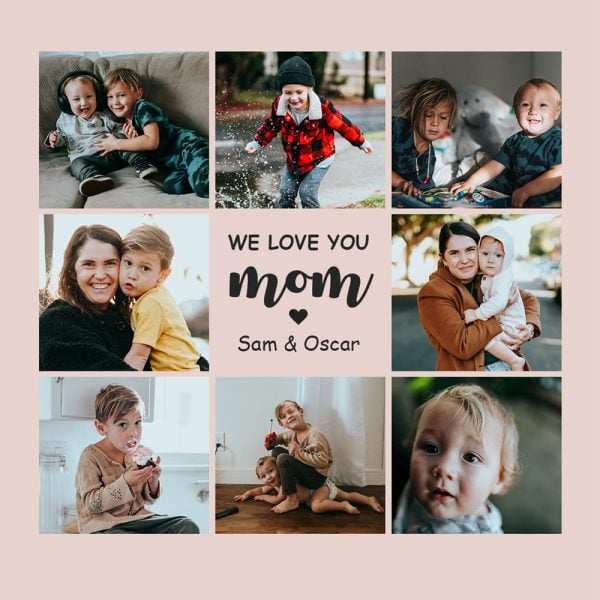 Custom Photo Collage "We Love You Mom" Mother's Day Blanket